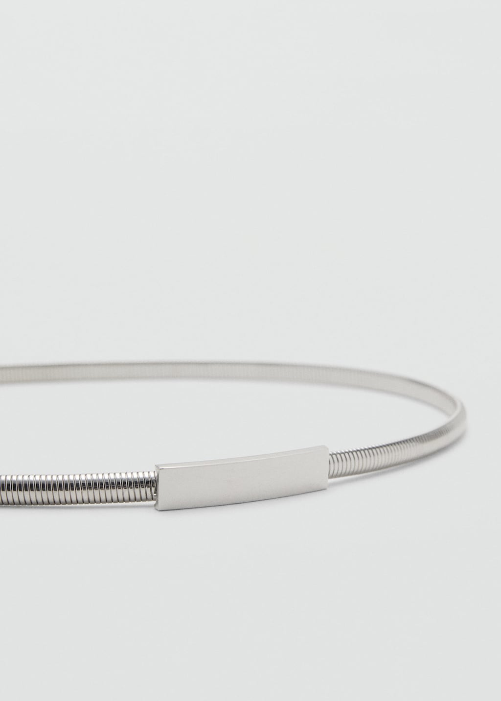 Mango Ceinture Fine Métallique Argent - Femme - M -  In Metallic