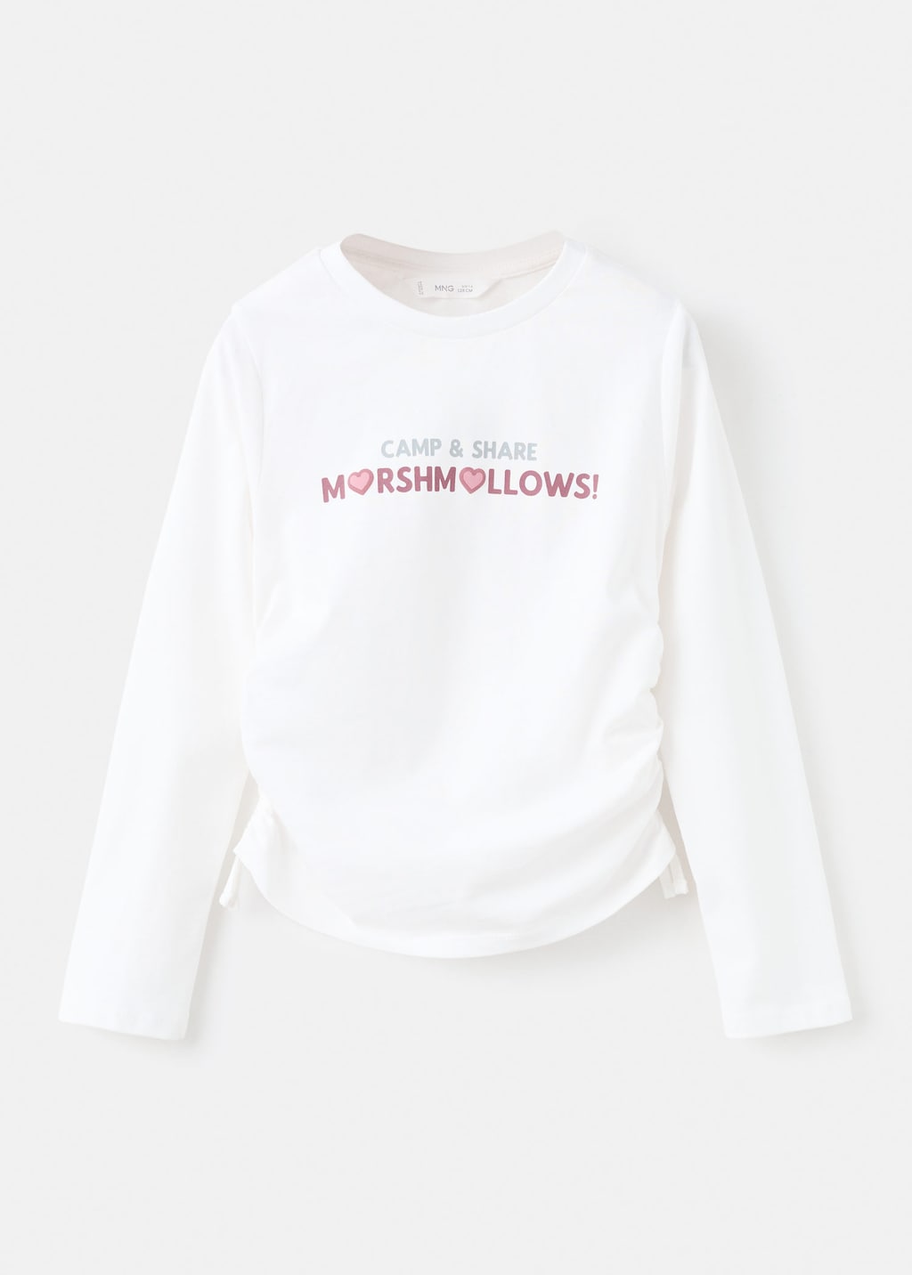 Mango Kids' Printed Ruched T-shirt Off White