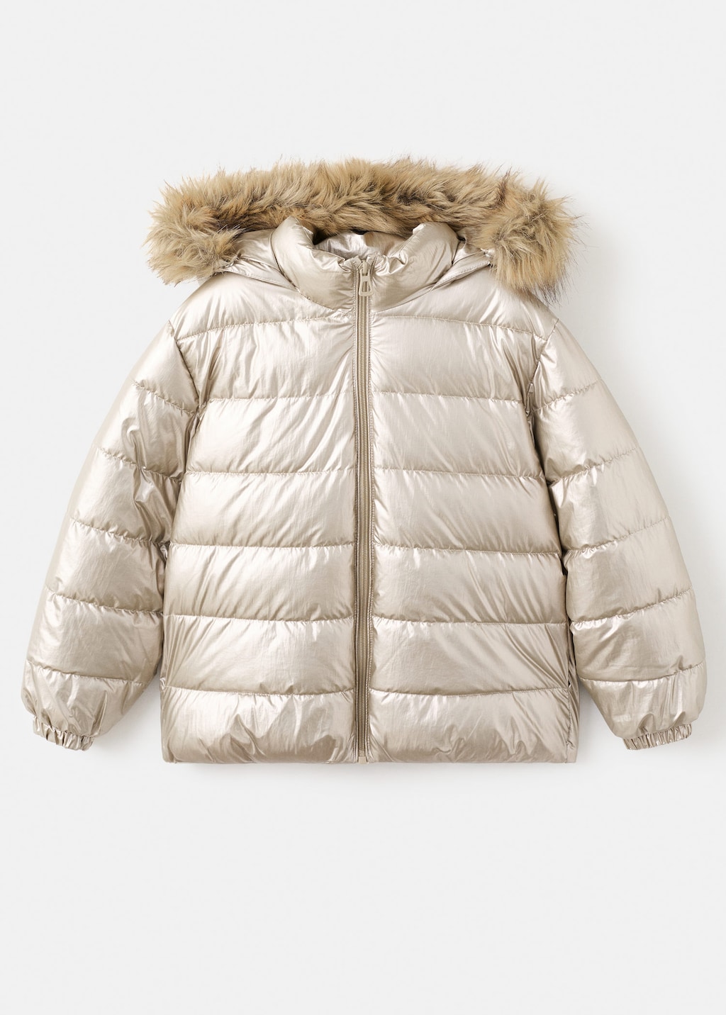 Mango Kids' Metallic Puffer Jacket Dark Silver In Neutral