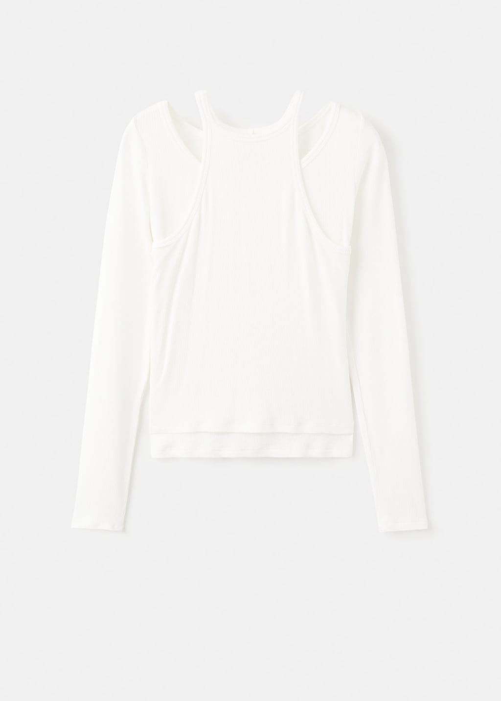 Mango Combined Ribbed T-shirt Off White