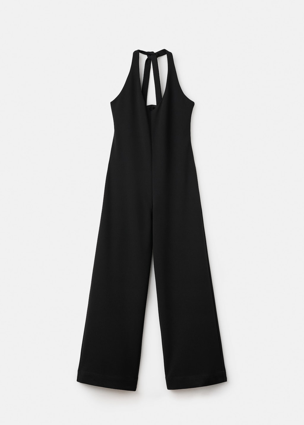 Mango Teen Halter Long Jumpsuit Black
