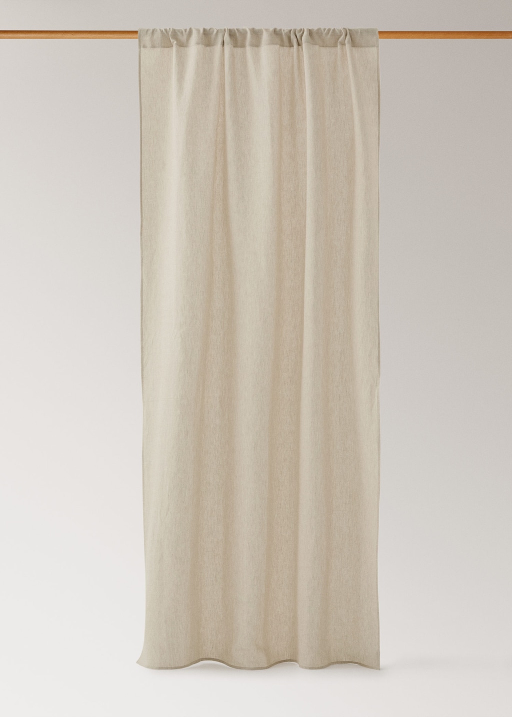 Mango Home Children's Linen Curtain With Hemstitch Detail Beige