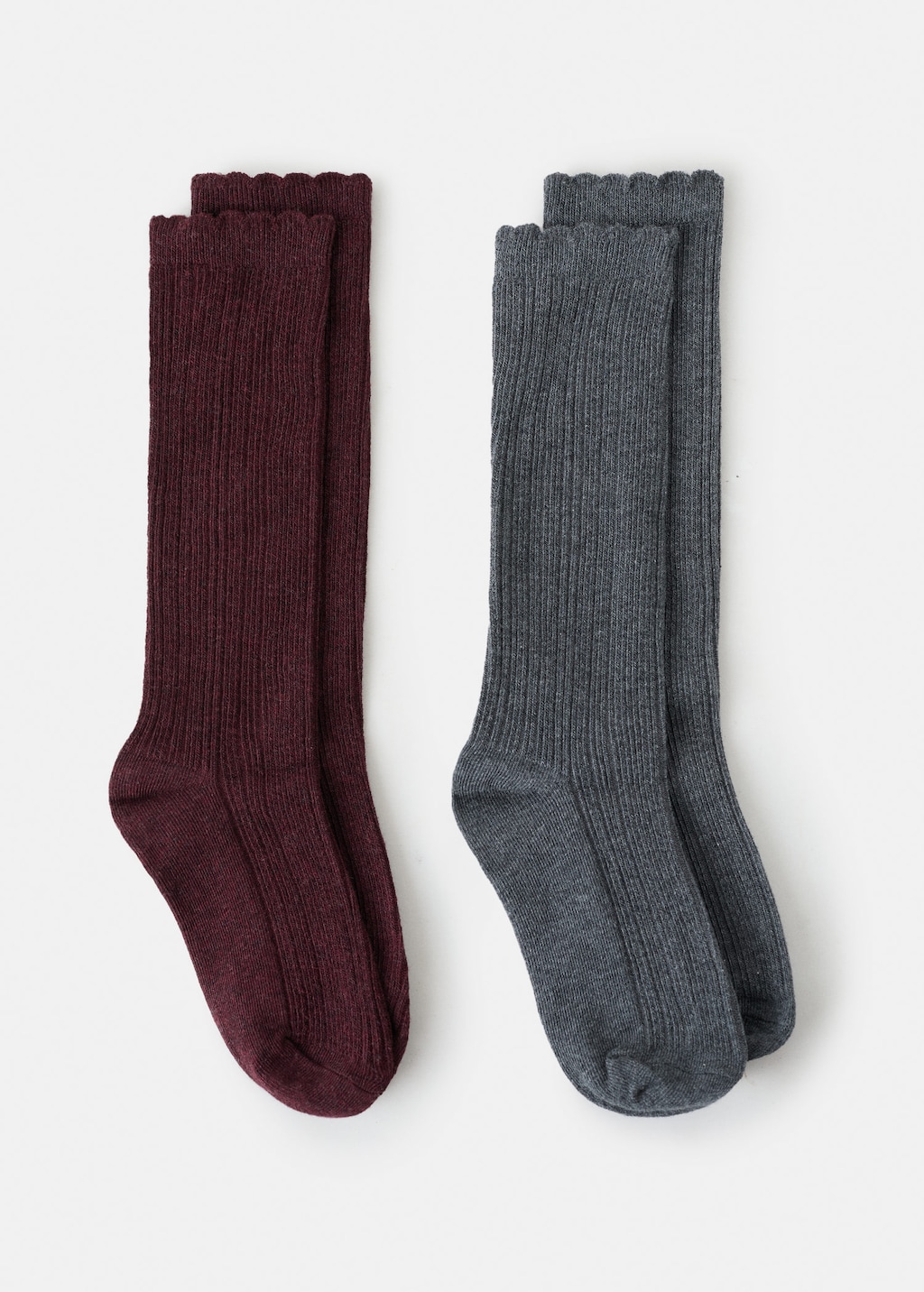 Mango Kids' 2 Pack Ribbed Socks Burgundy