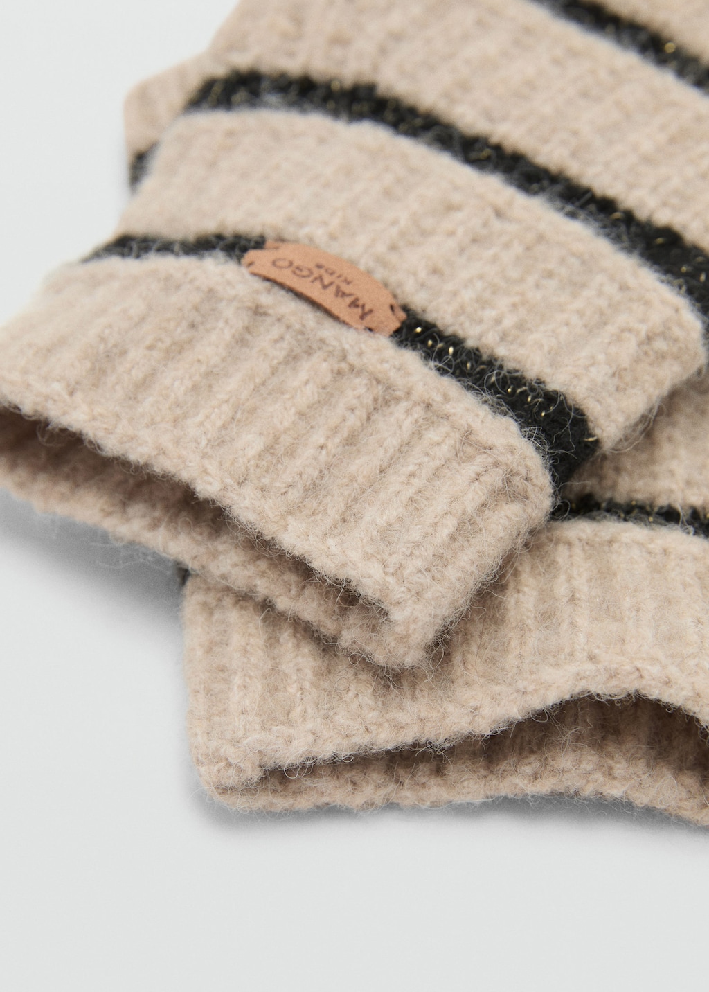 Mango Kids' Striped Knit Gloves Sand In Brown