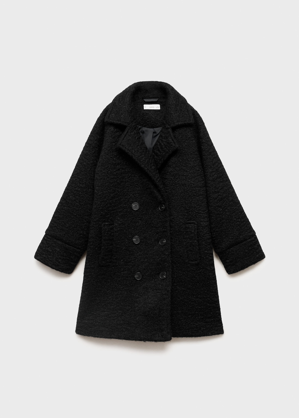 Mango Kids' Long Cloth Coat Black
