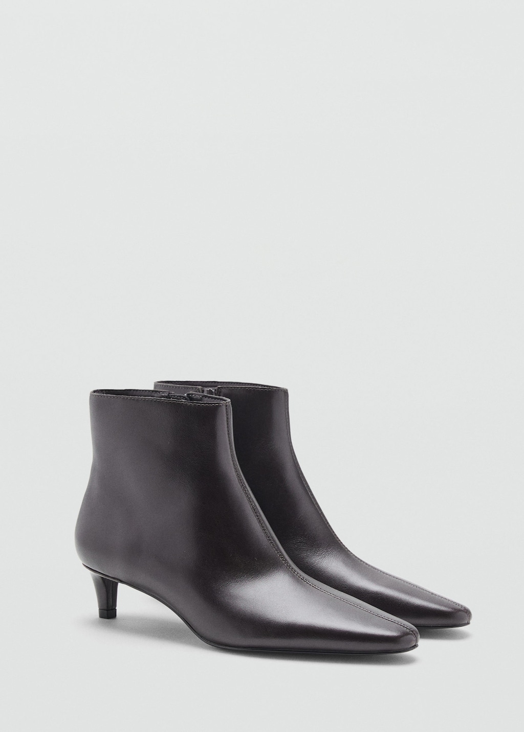 Mango Leather Boots With Kitten Heels Chocolate In Brown