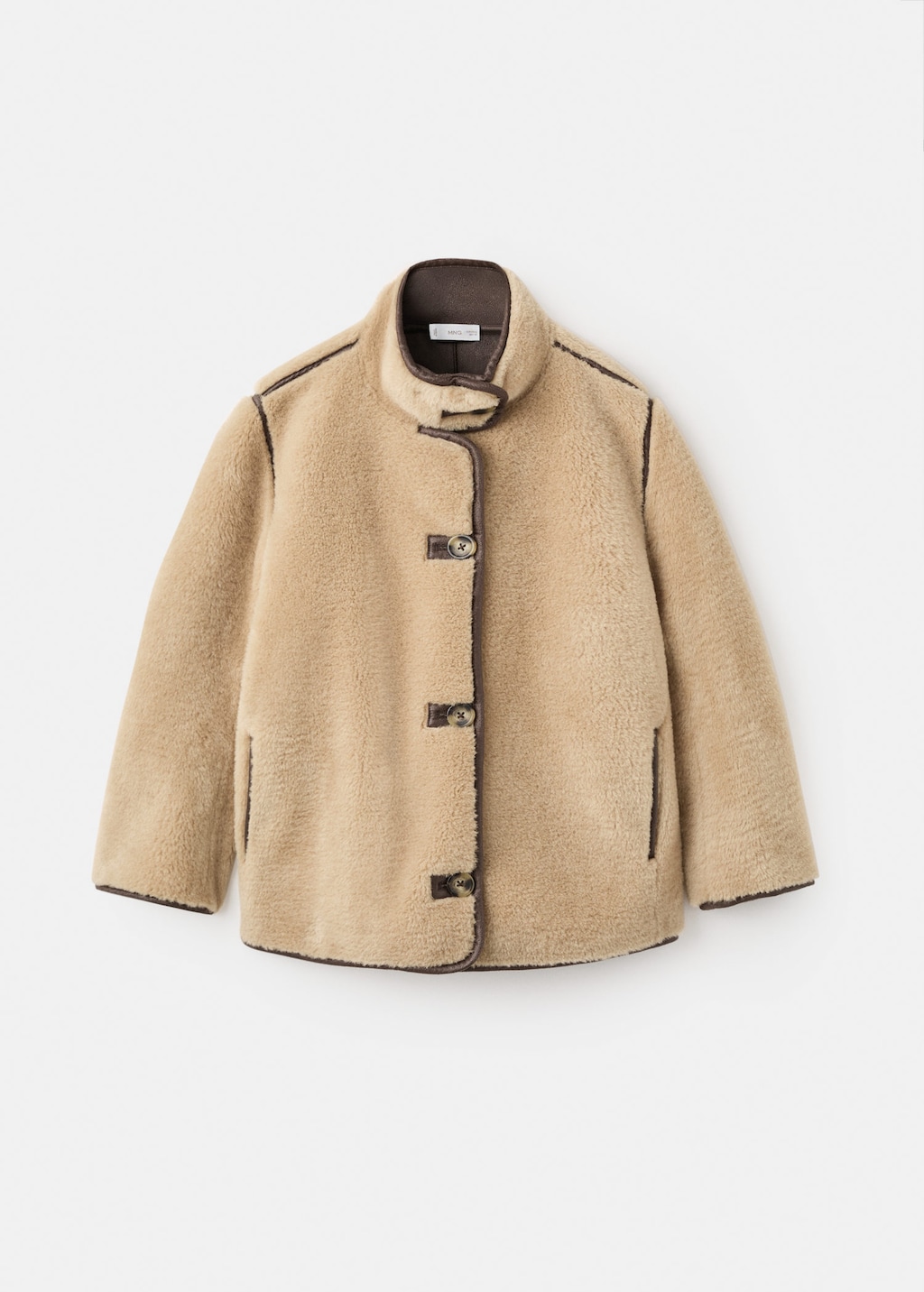 Mango Kids' Fur Effect Coat With Buttons Medium Brown