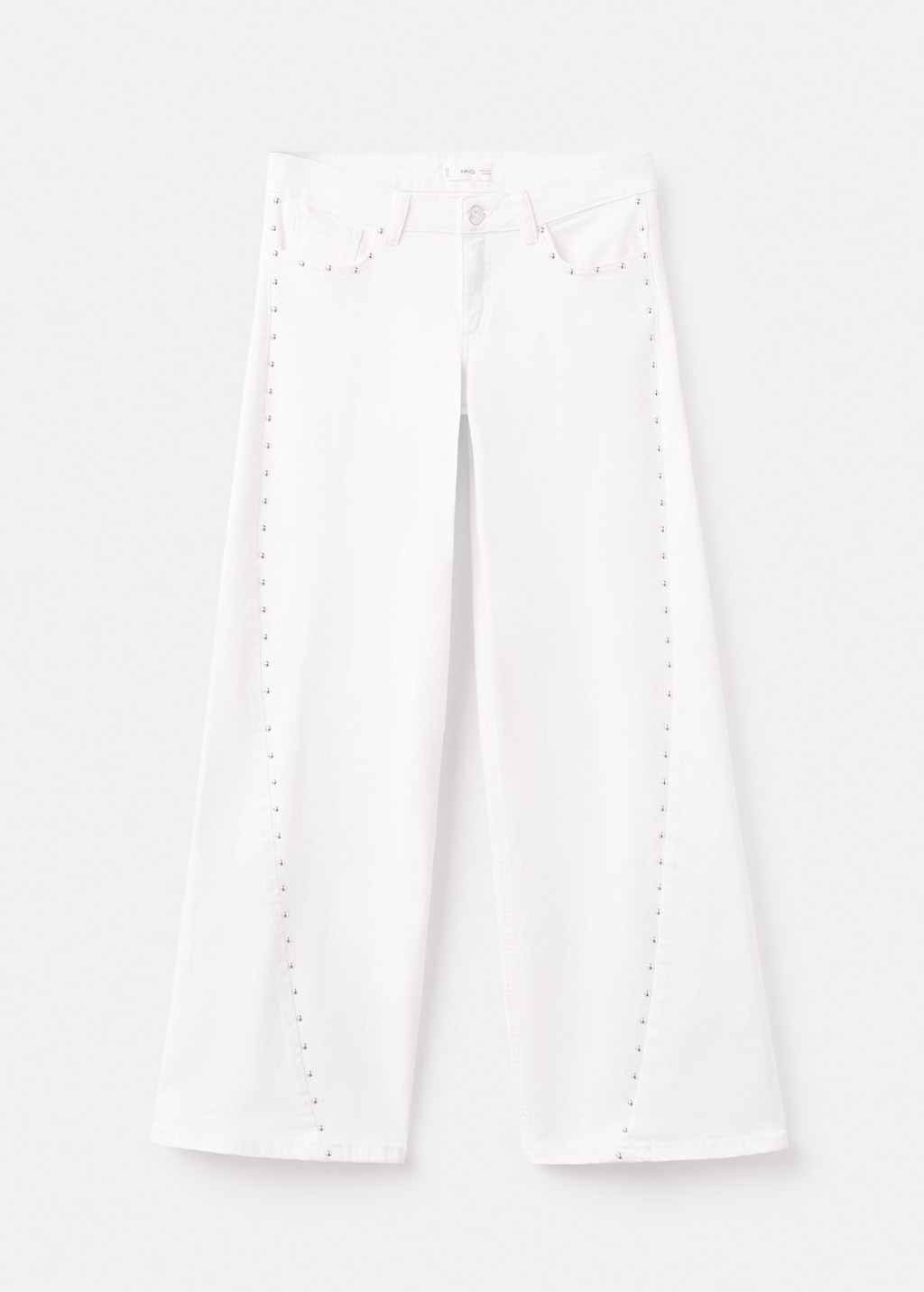 Mango Teen Jean Wideleg Clouté Blanc Cassé - Fille - Xl -  In Animal Print