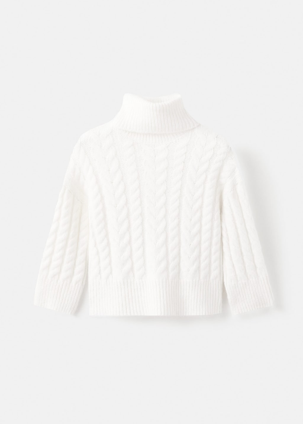 Mango Kids' Turtleneck Knit Sweater Off White