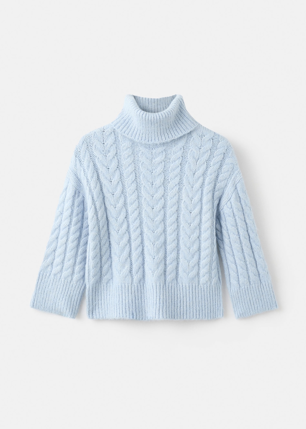 Mango Kids' Turtleneck Knit Sweater Sky Blue