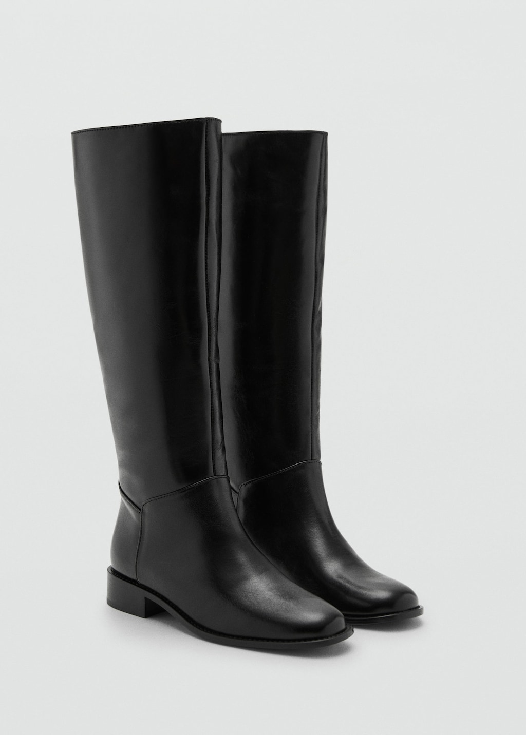 Mango Knee-high Leather Boots Black