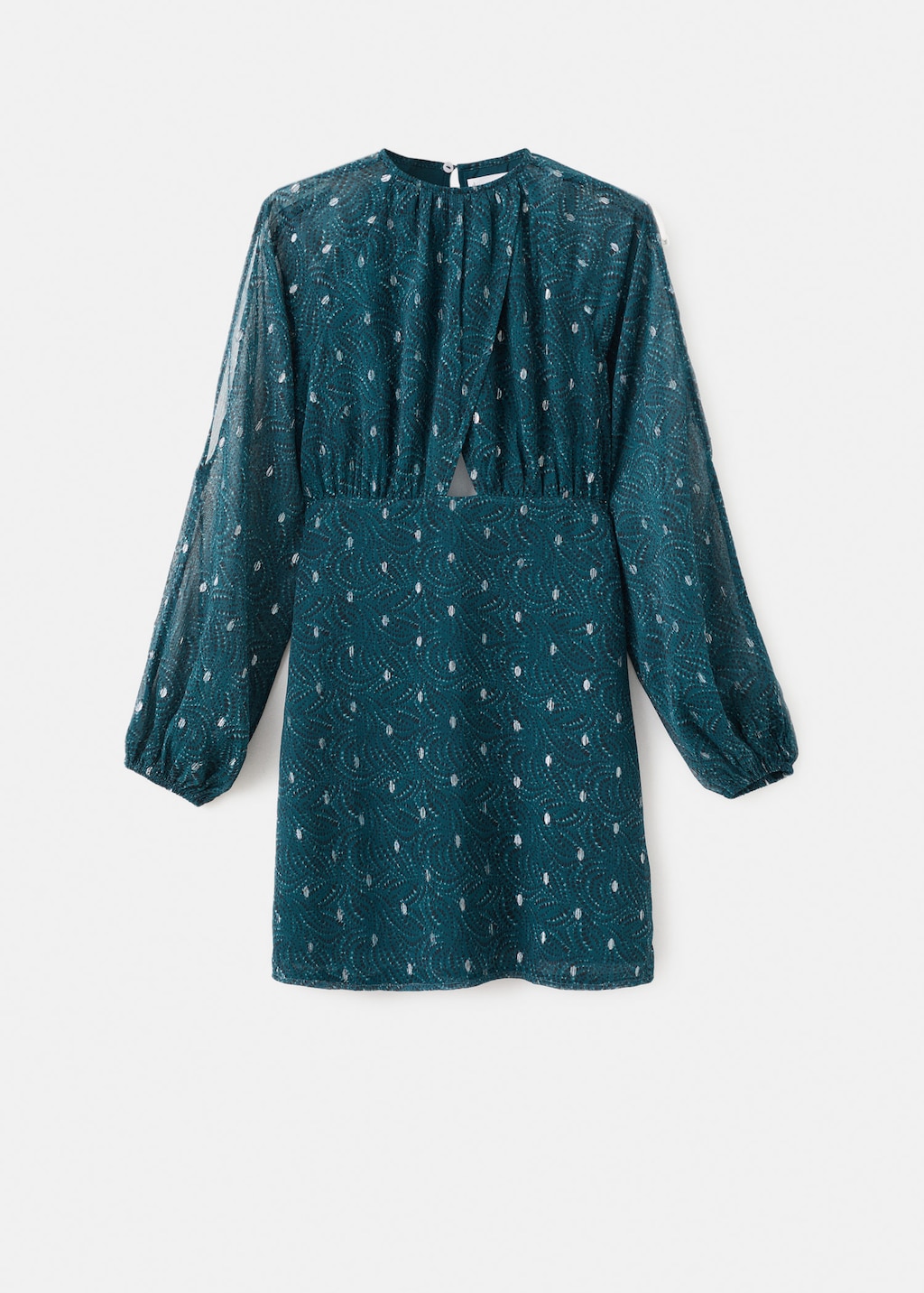 Mango Teen Lurex Cut-out Print Dress Petrol Blue In Brown