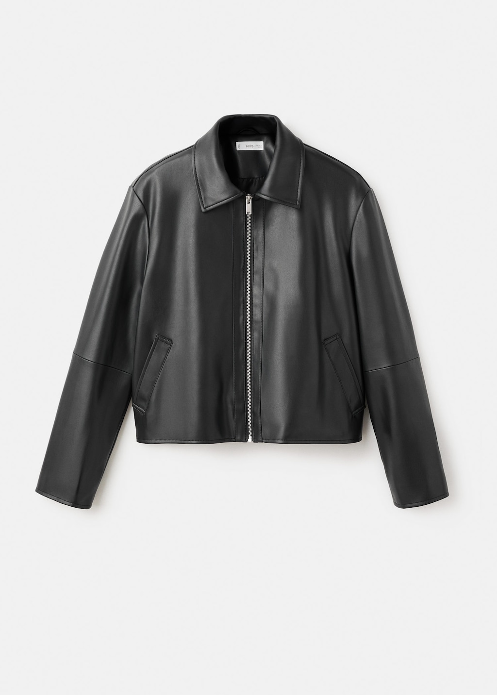 Mango Teen Leather-effect Biker Jacket Black