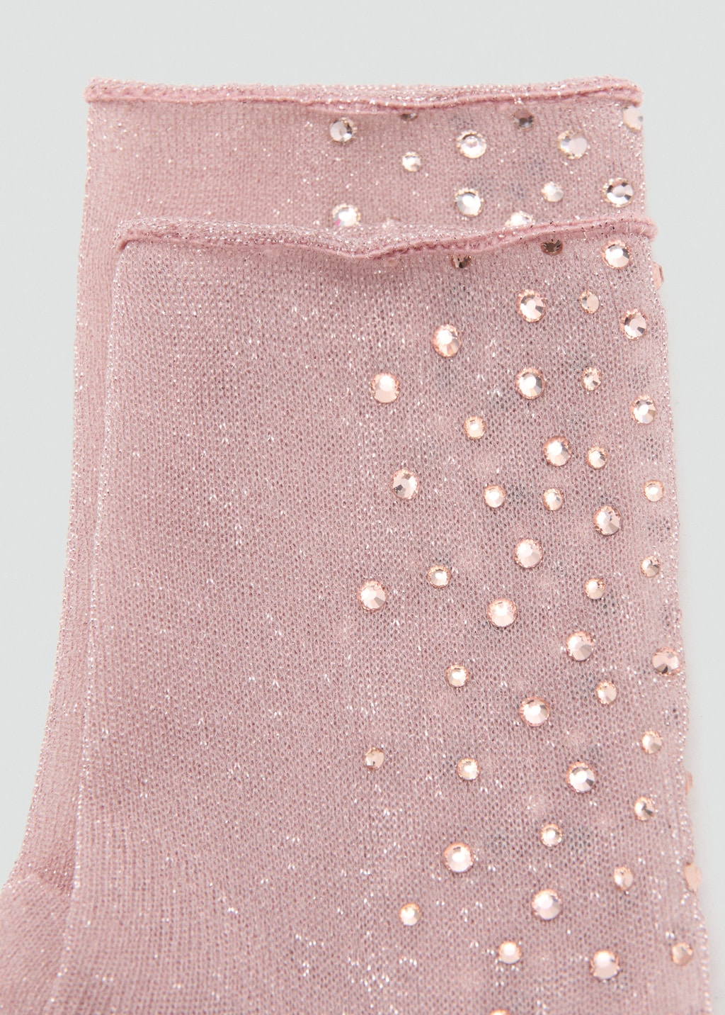 Mango Lurex Socks With Rhinestones Light Pink In Brown