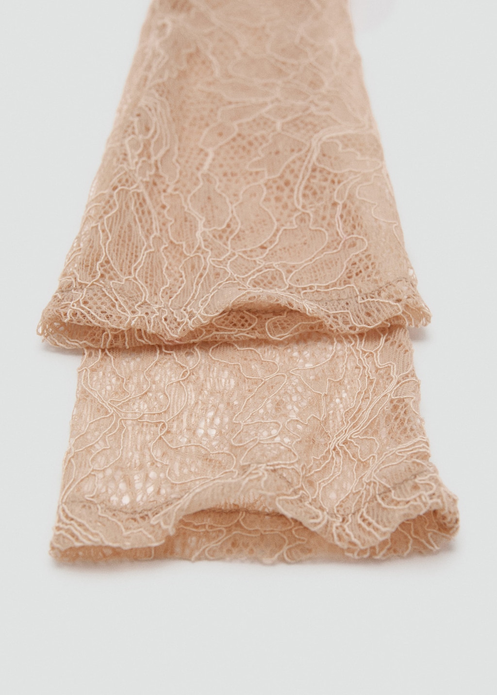 Mango Long Lace Gloves Nude In Brown