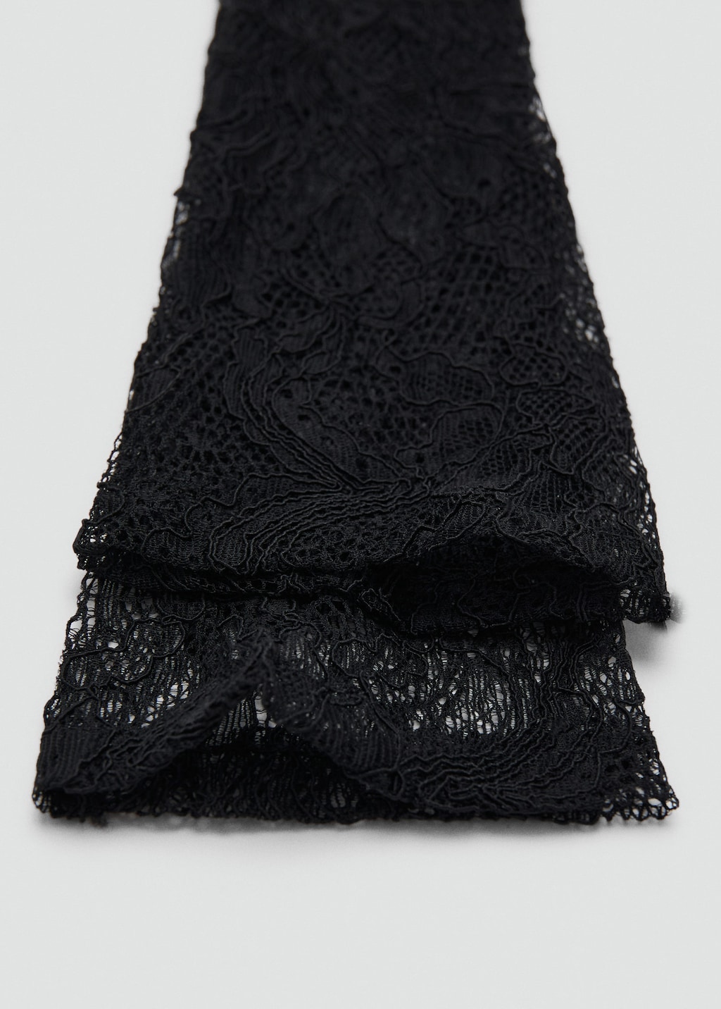Mango Long Lace Gloves Black