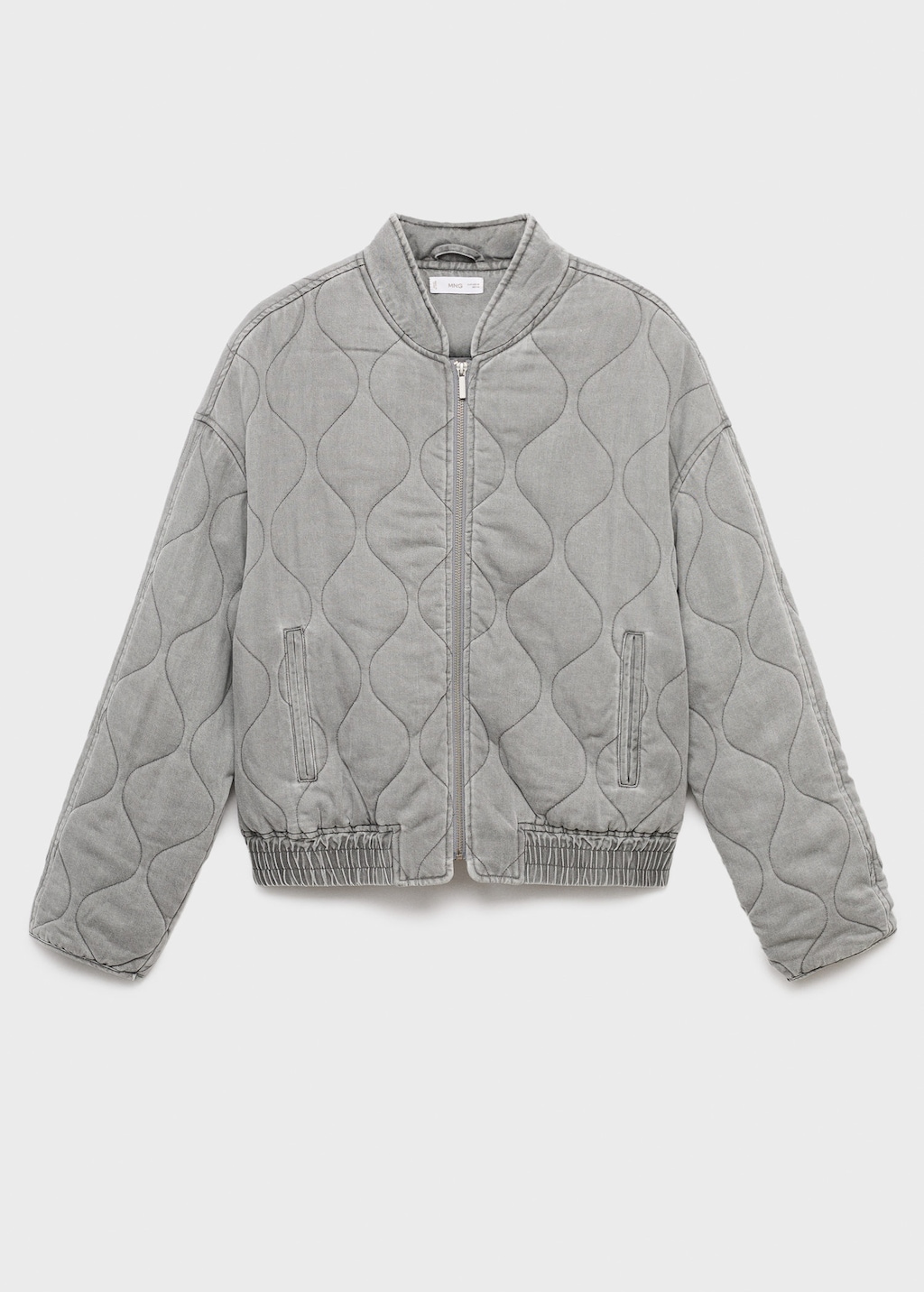 Mango Teen Quilted Denim Jacket Grey In Gray