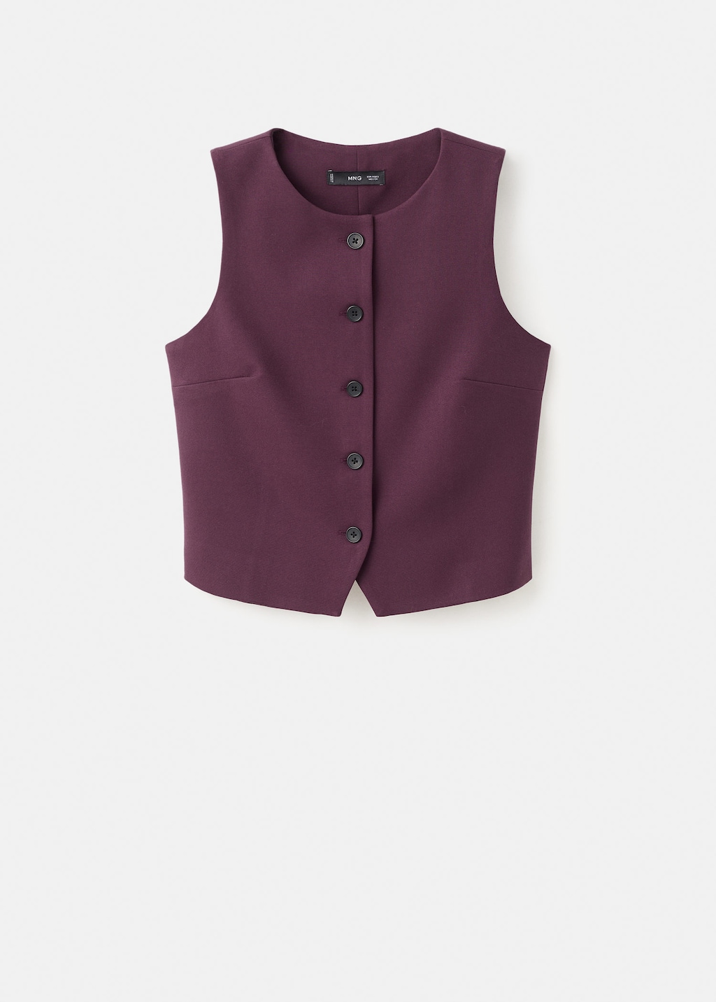 Mango Suit Waistcoat With Buttons Maroon In Purple