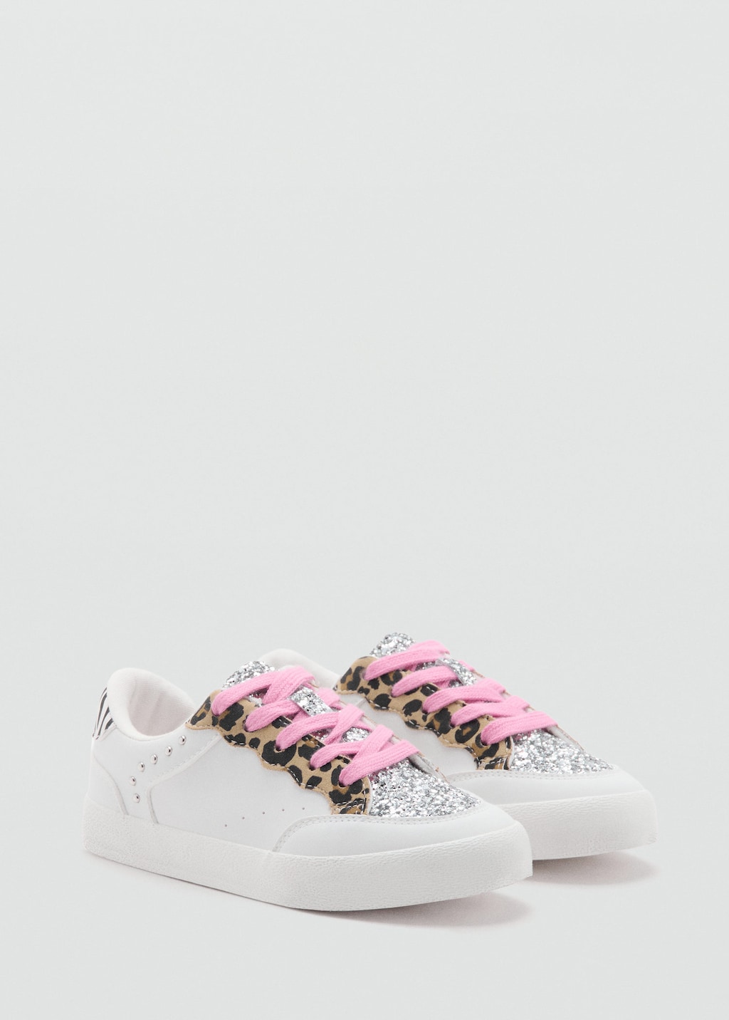 Mango Kids' Leopard Glitter Trainers White