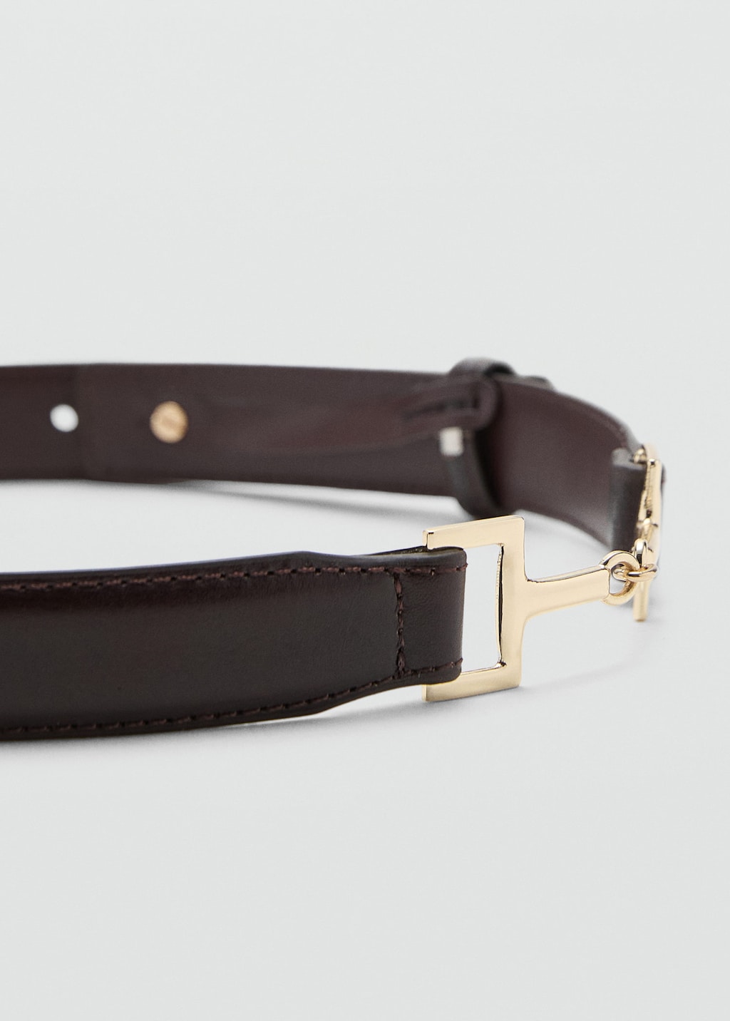 Mango Leather Belt With Metal Detail Chocolate In Brown