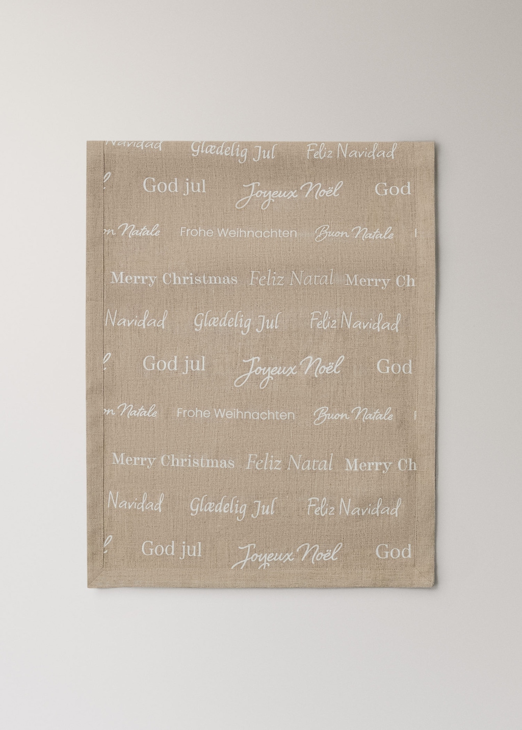 Mango Home Linen Table Runner With Festive Details Ecru