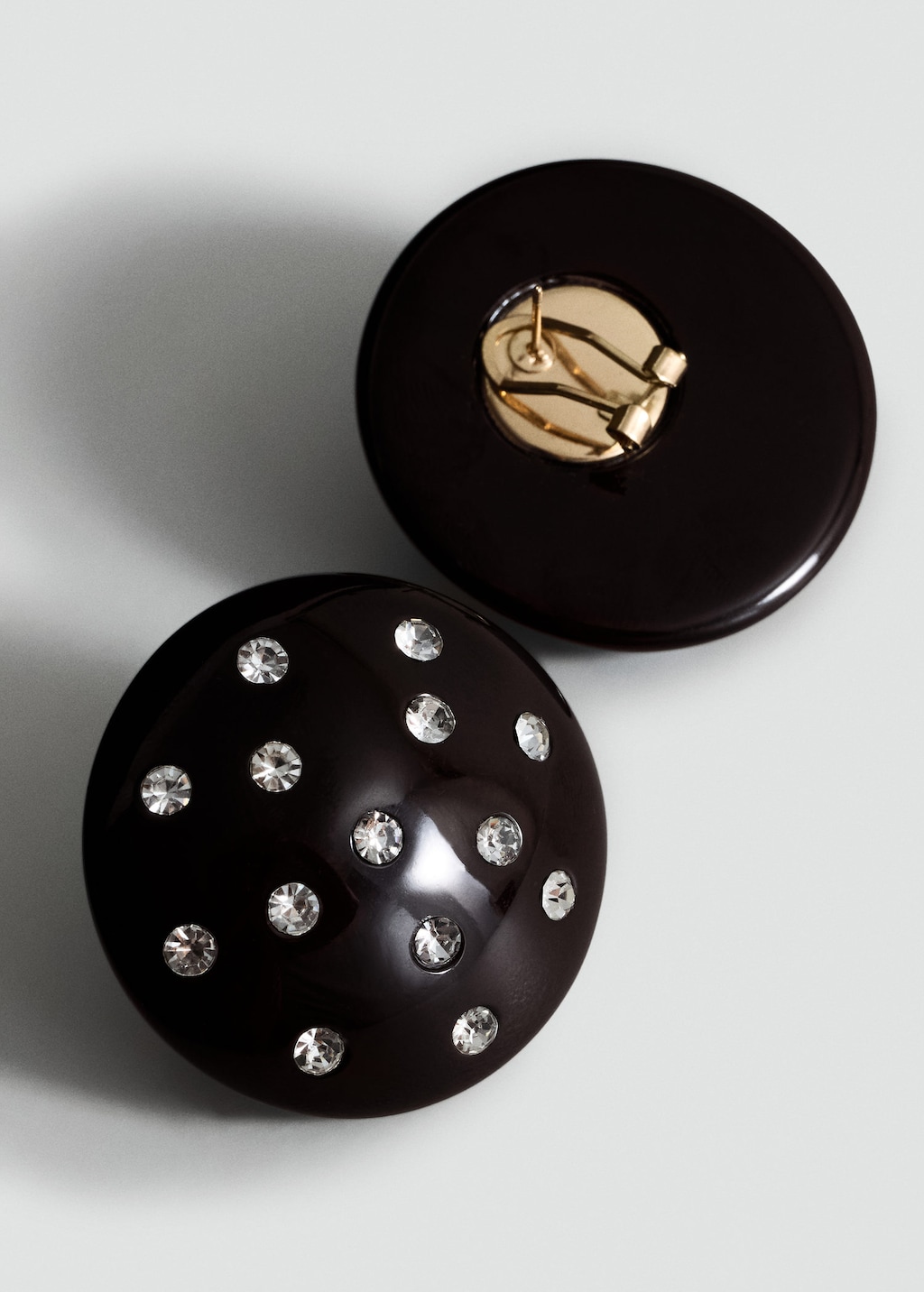 Mango Boucles D'oreilles Rondes Avec Ornements En Cristaux Marron - Femme - Taille Unique - In Black