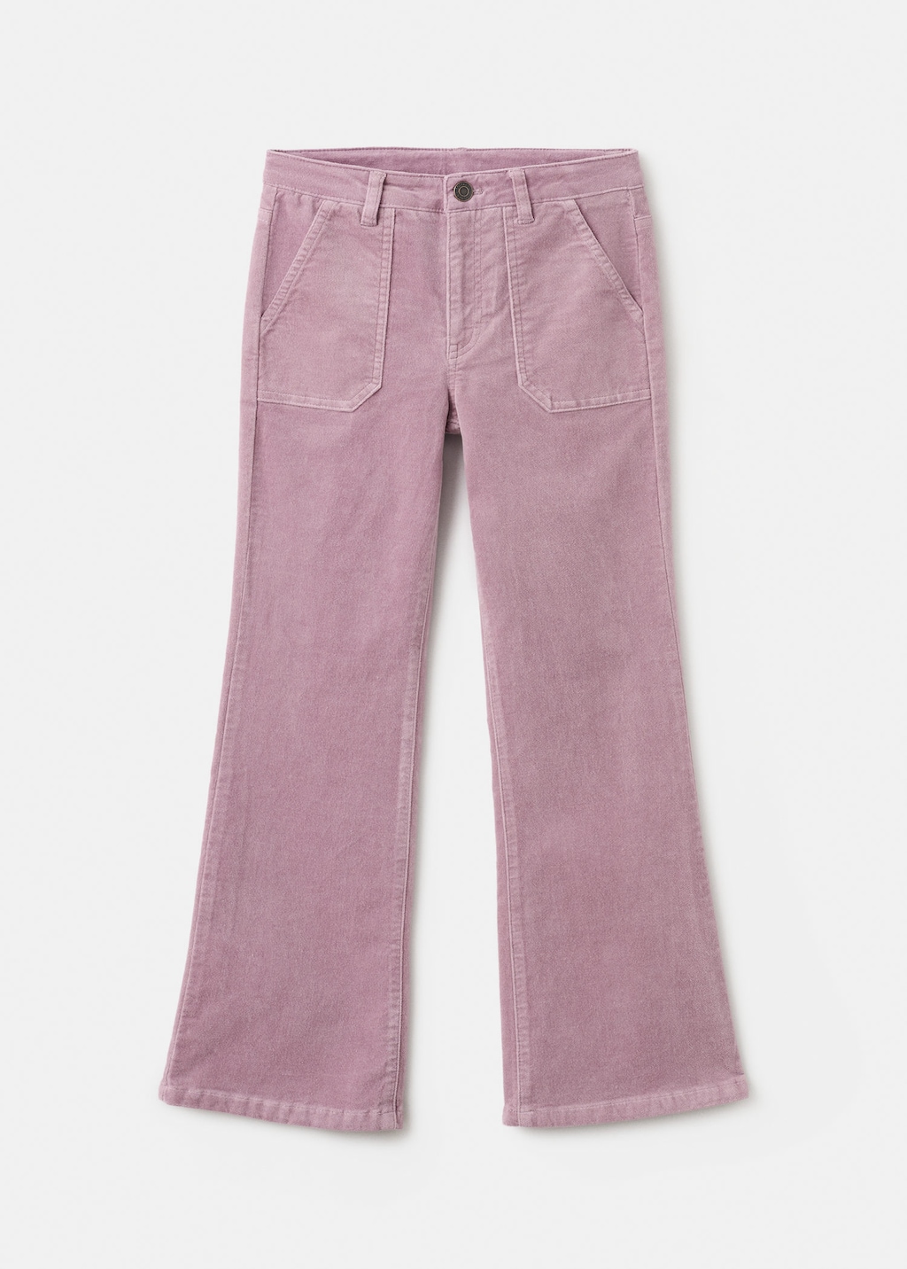 Mango Kids' Velvet-effect Flare Trousers Pink