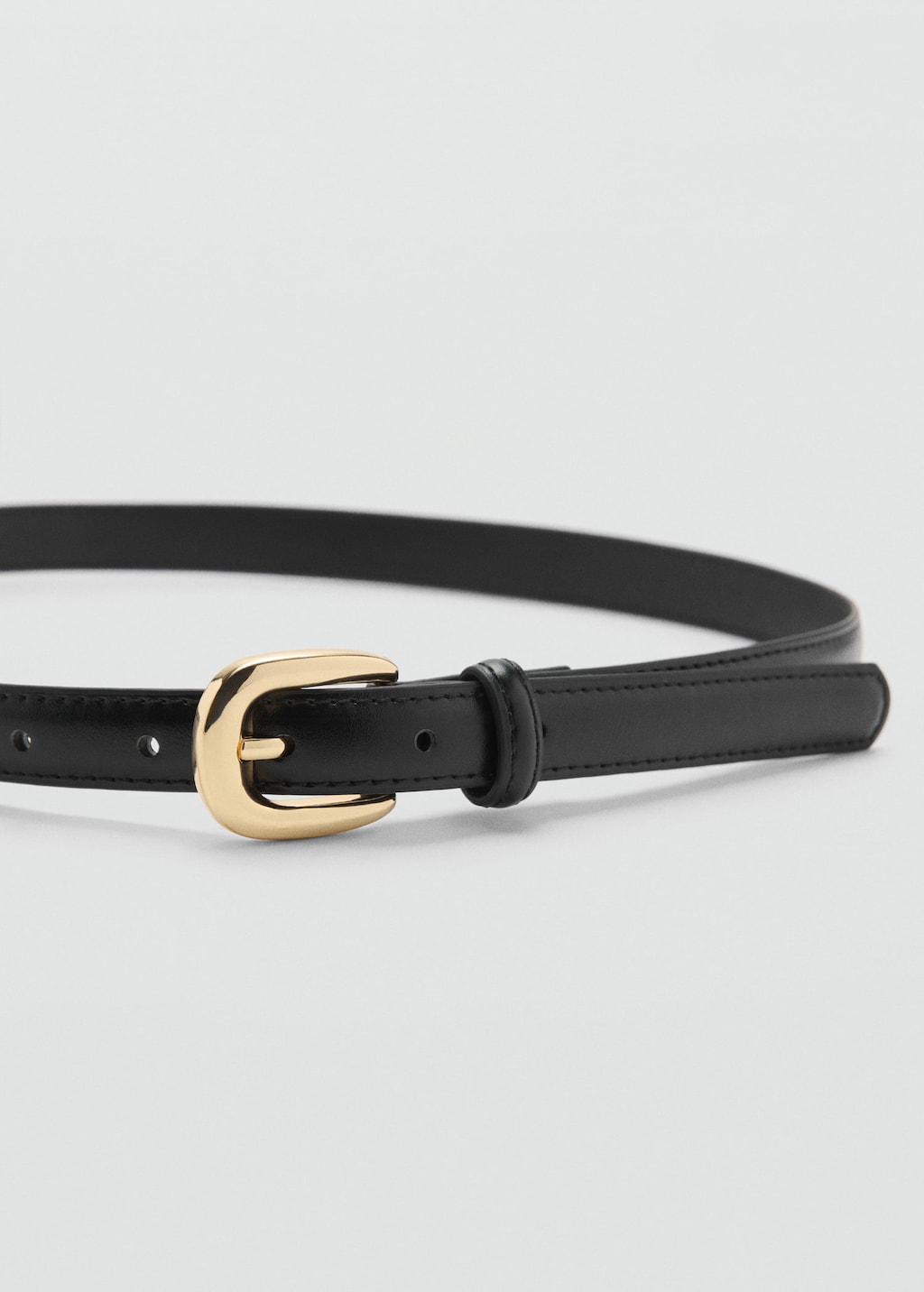 Thin belt with metal buckle black - Woman - M - MANGO
