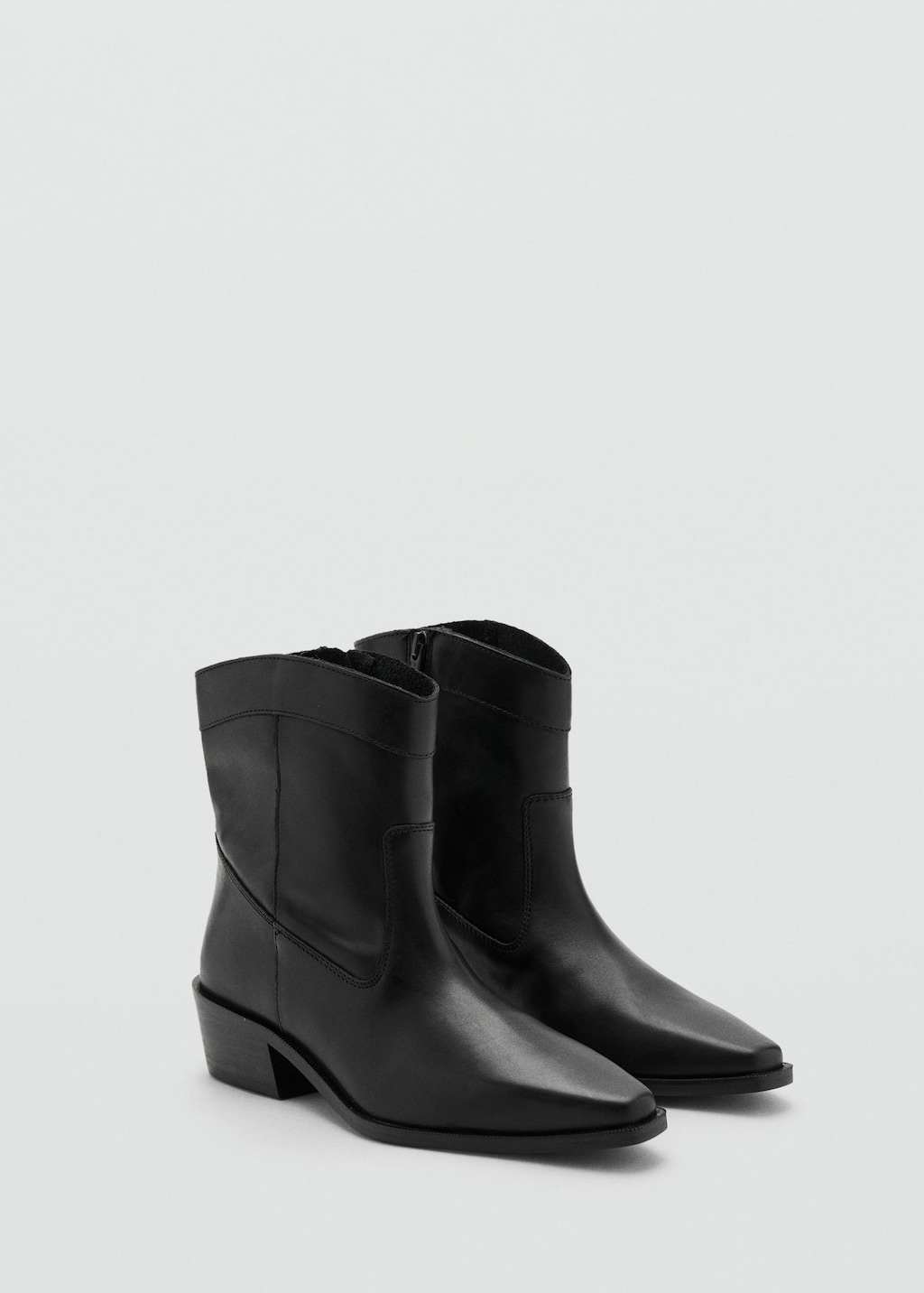 Mango Teen Leather Heeled Boots Black