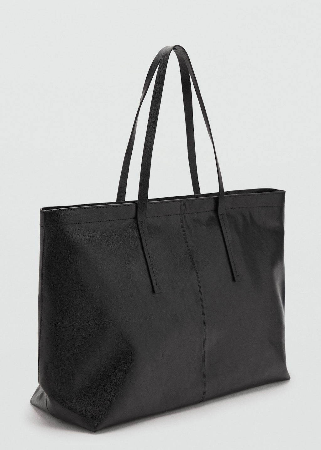 Mango Sac Shopper Cuir Noir - Femme - Taille Unique -  In Black