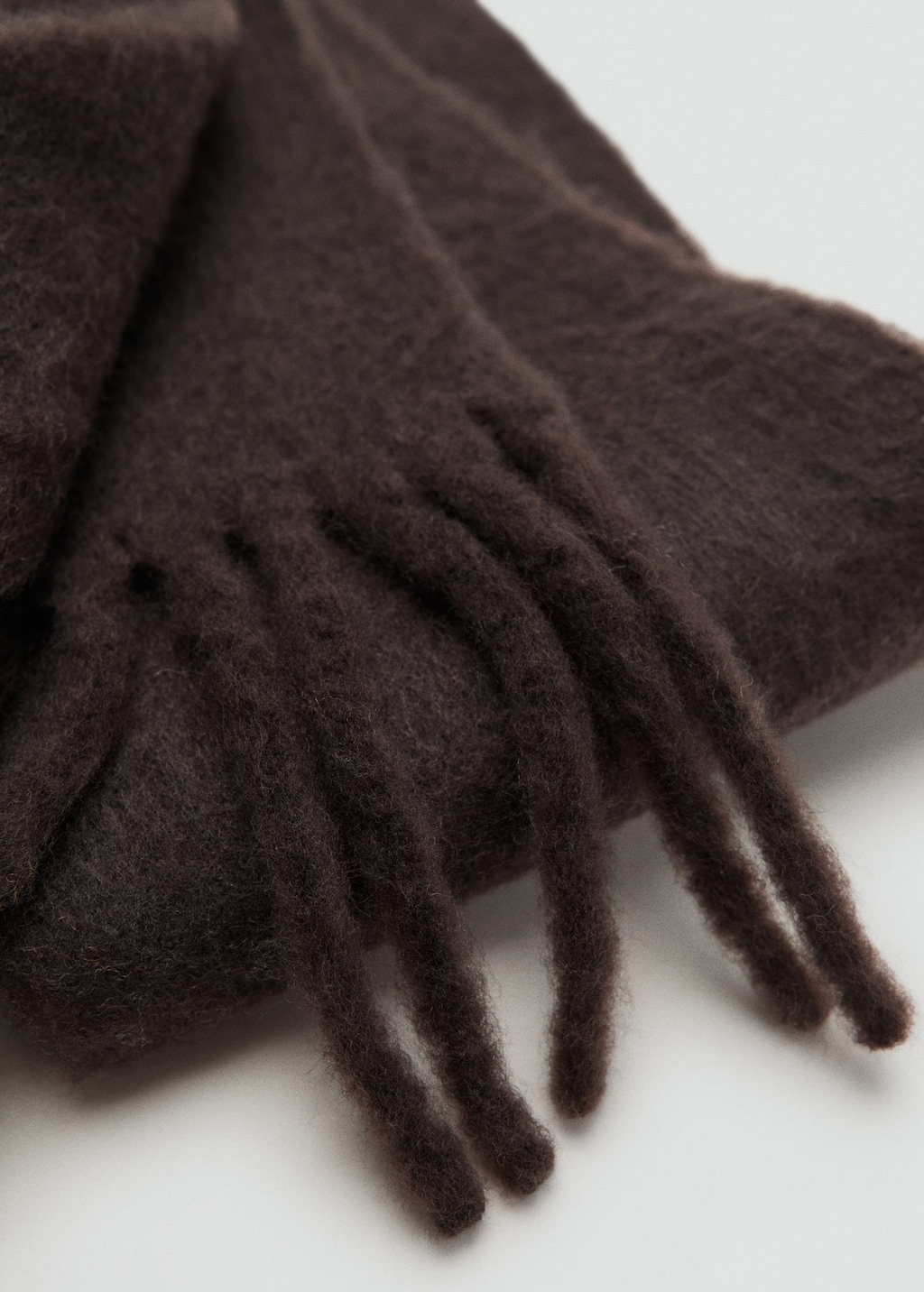 Mango Fringed Edge Scarf Chocolate In Brown