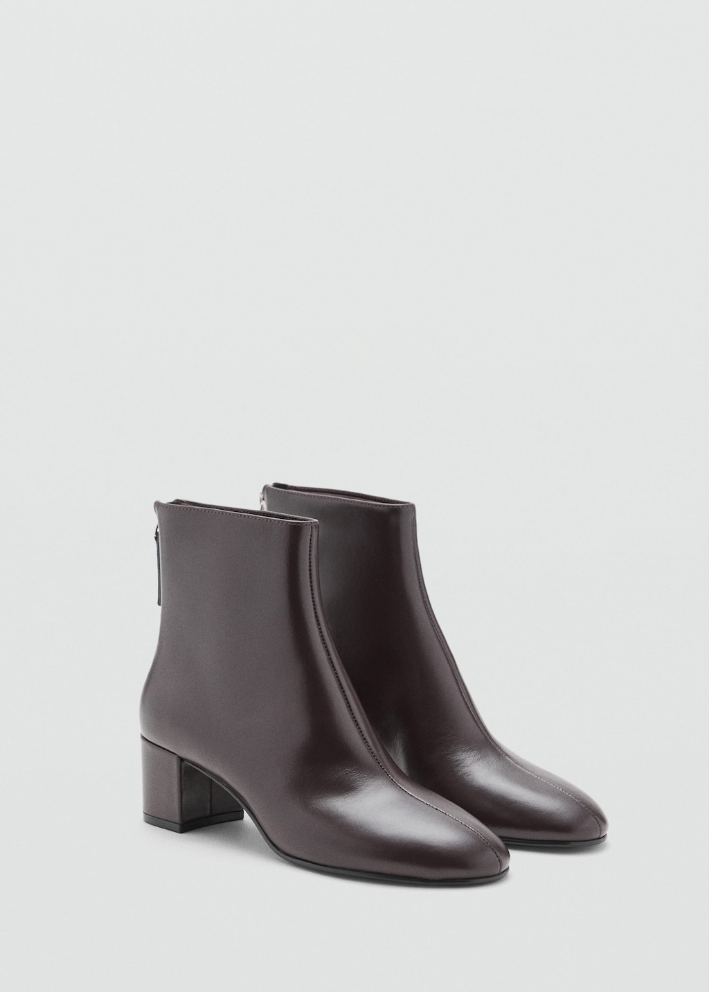 Mango Leather Ankle Boots With Block Heel Chocolate In Brown