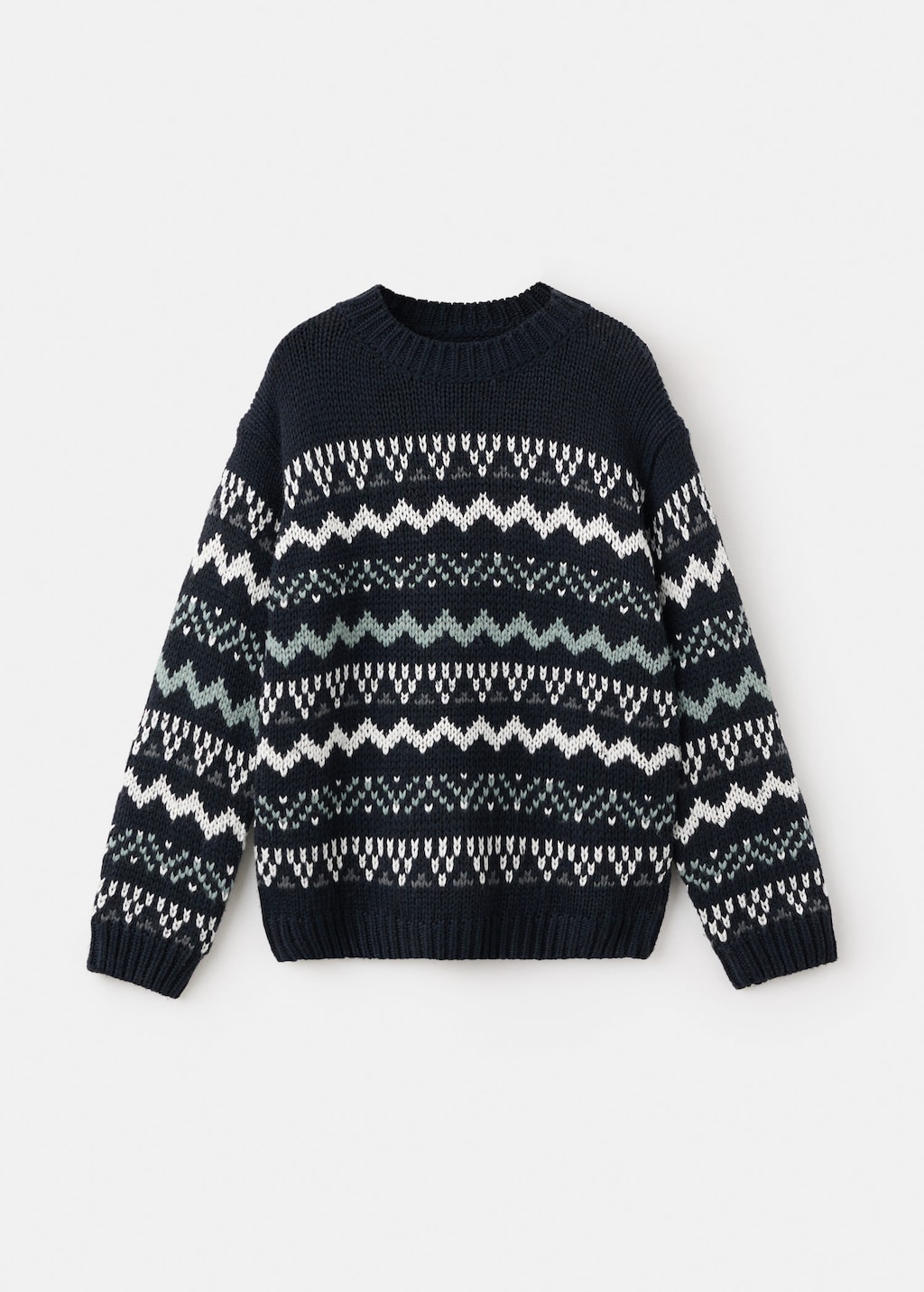 Mango Kids' Knitted Sweater With Trim Dark Navy In Multi