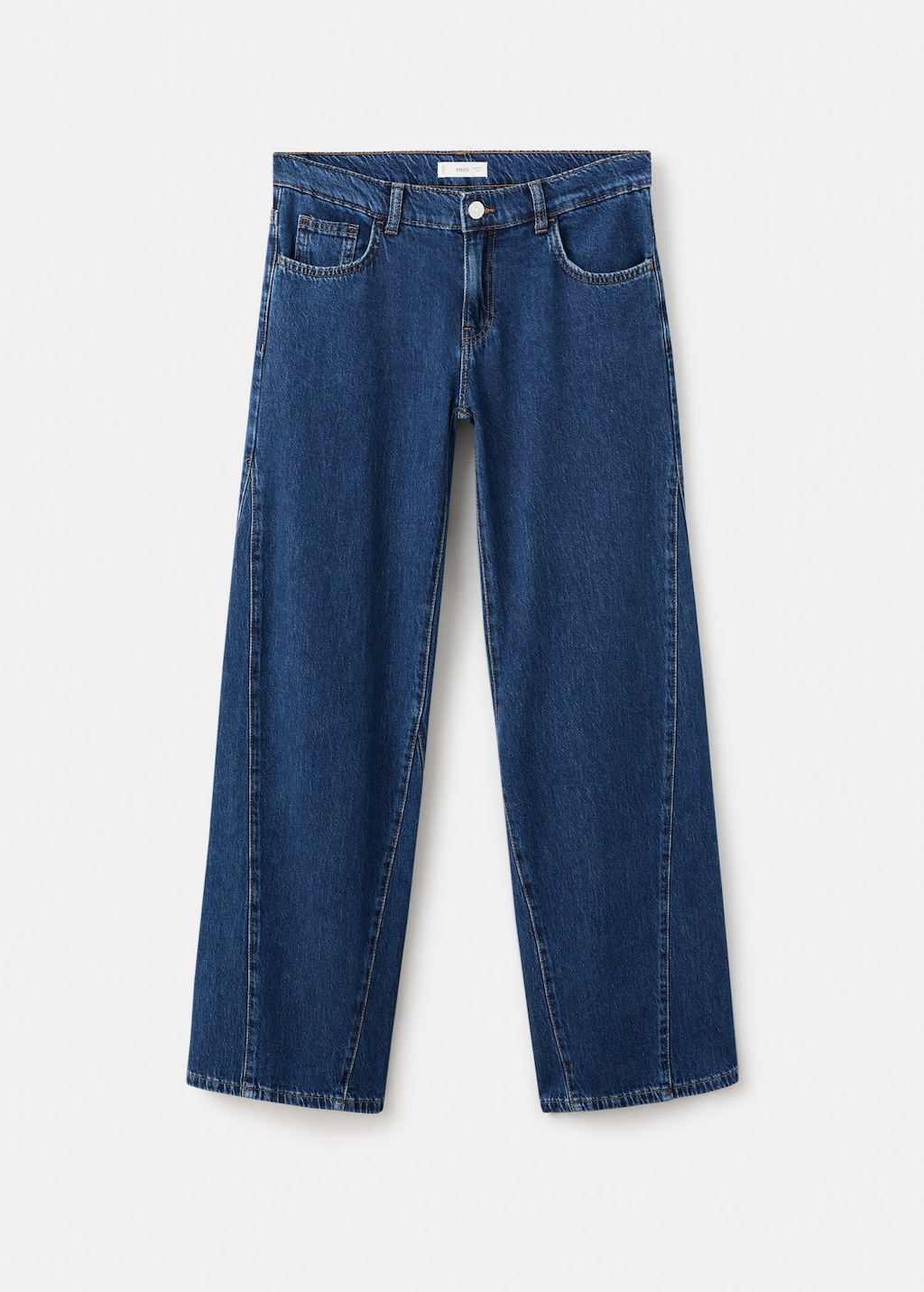 Mango Teen Straight-leg Jeans With Stitching Detail Dark Blue