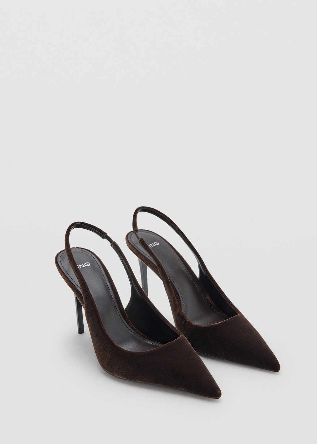 Mango Velvet Heeled Shoes Chocolate In Brown