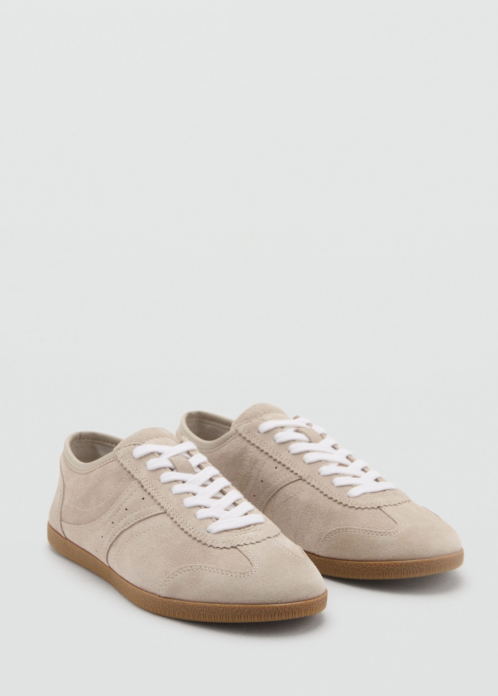 Mango Suede Trainers Beige In Neutral