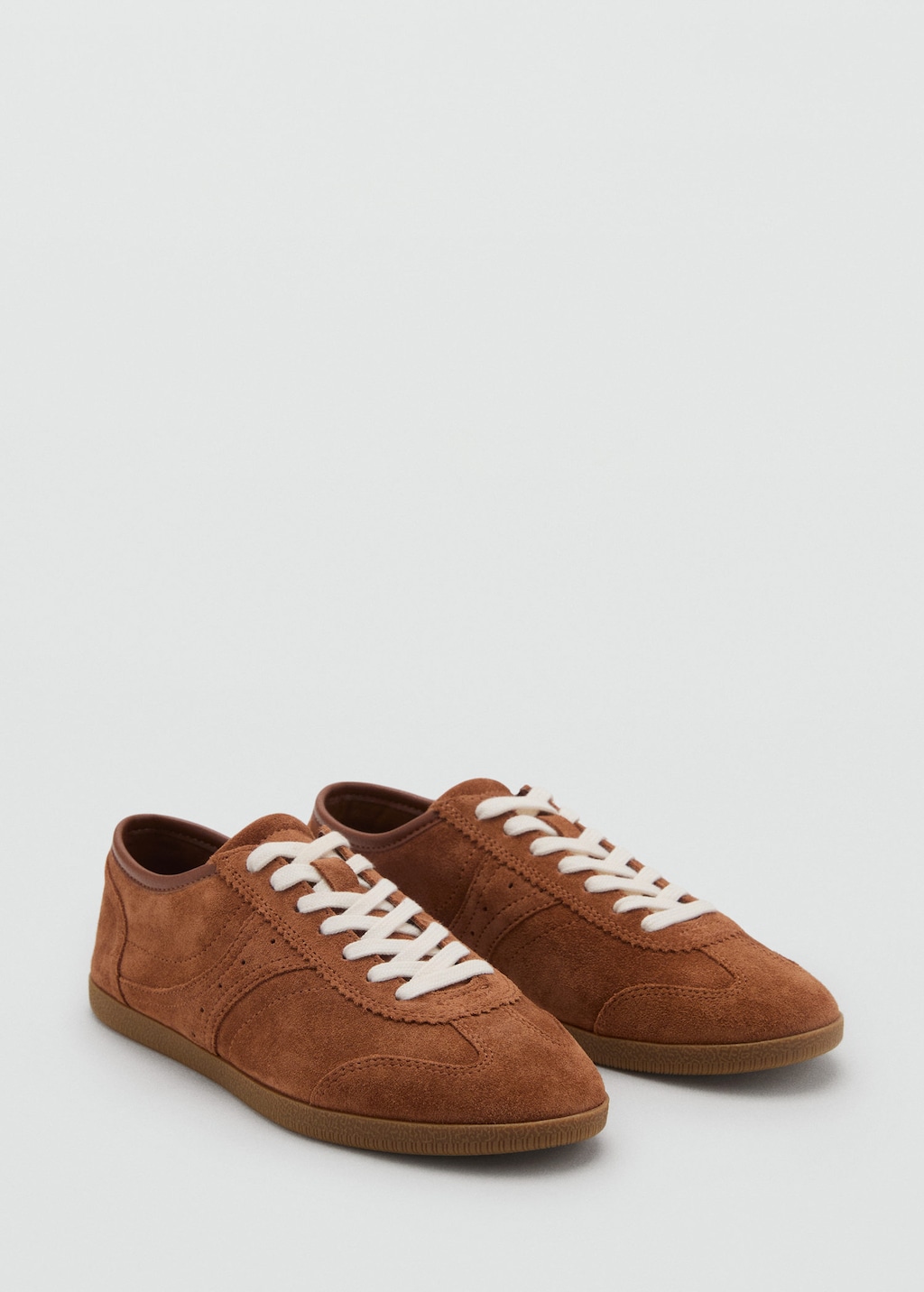 Mango Suede Trainers Medium Brown