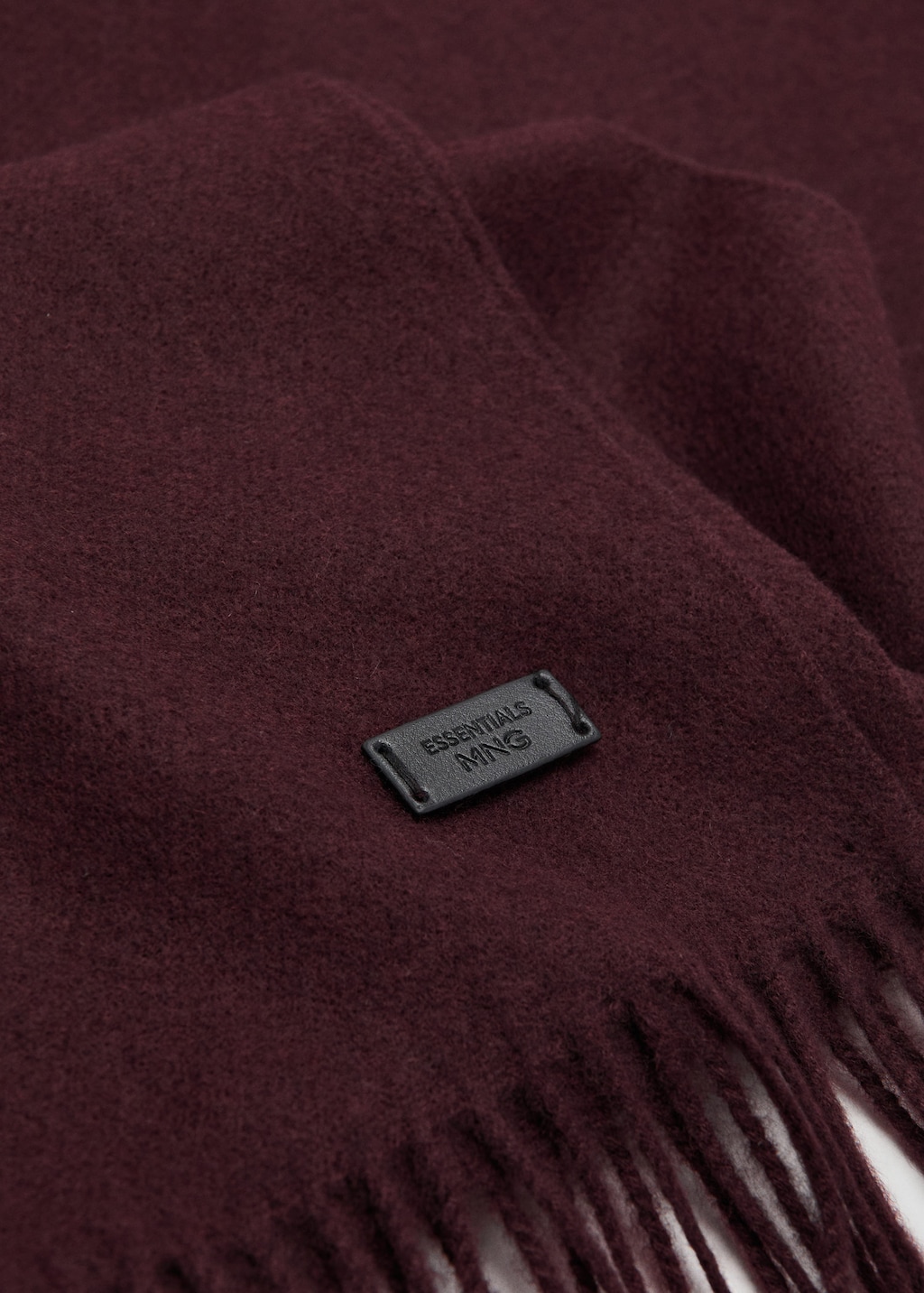 Mango Man Plain Fringed Scarf Burgundy