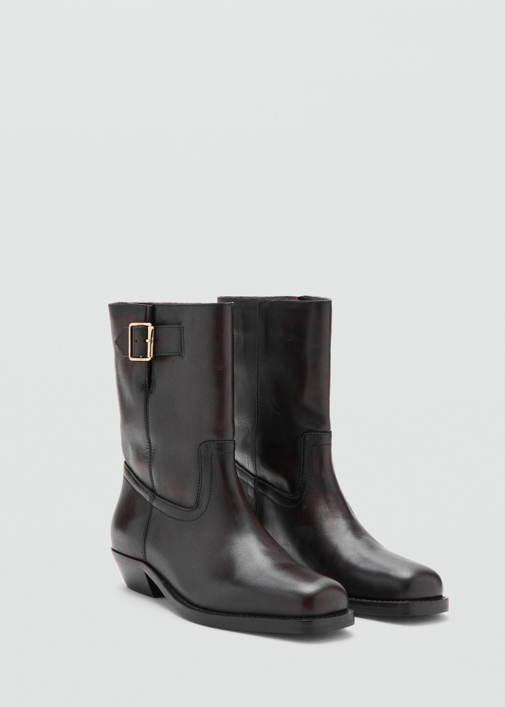 Mango Buckle Ankle Boots Chocolate In Brown