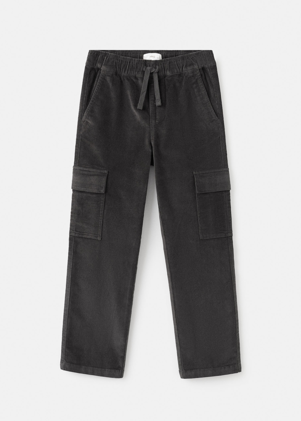 Mango Kids' Corduroy Cargo Trousers Charcoal In Gray