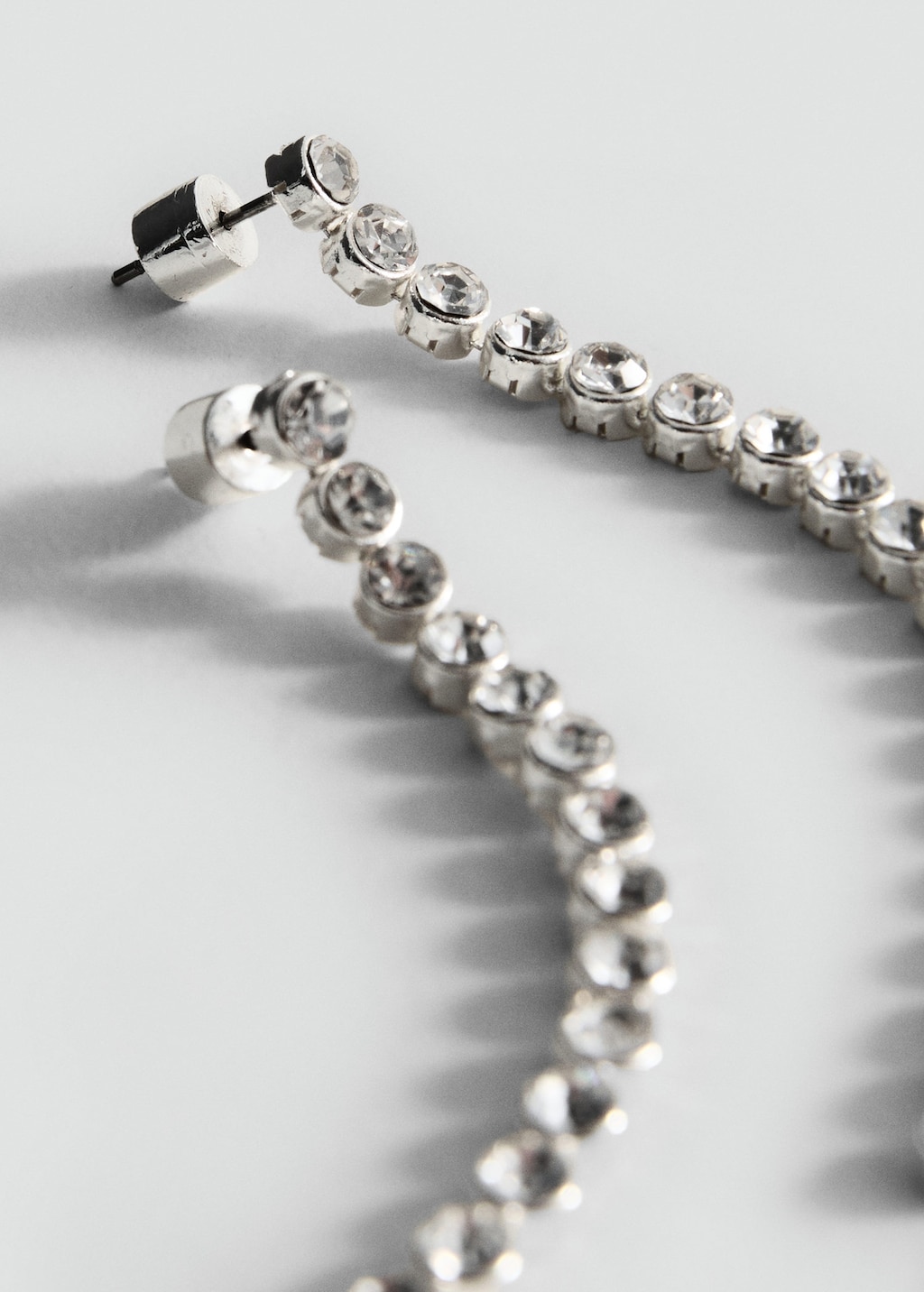 Mango Long Crystal Earrings Silver In White