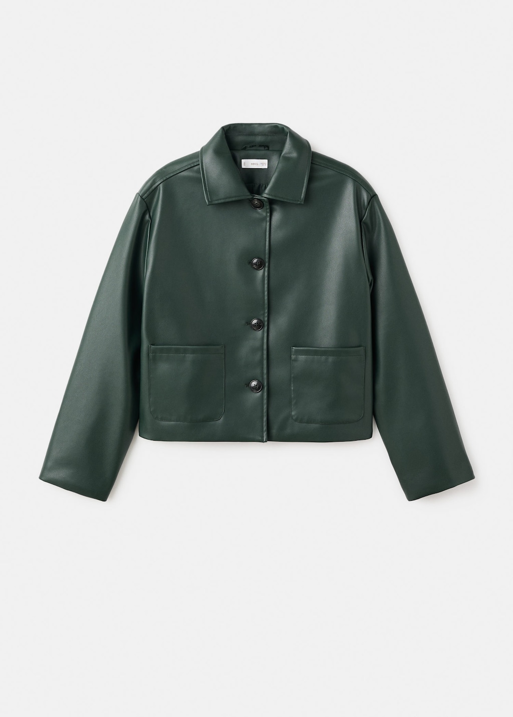 Mango Teen Faux Leather Biker Jacket Green