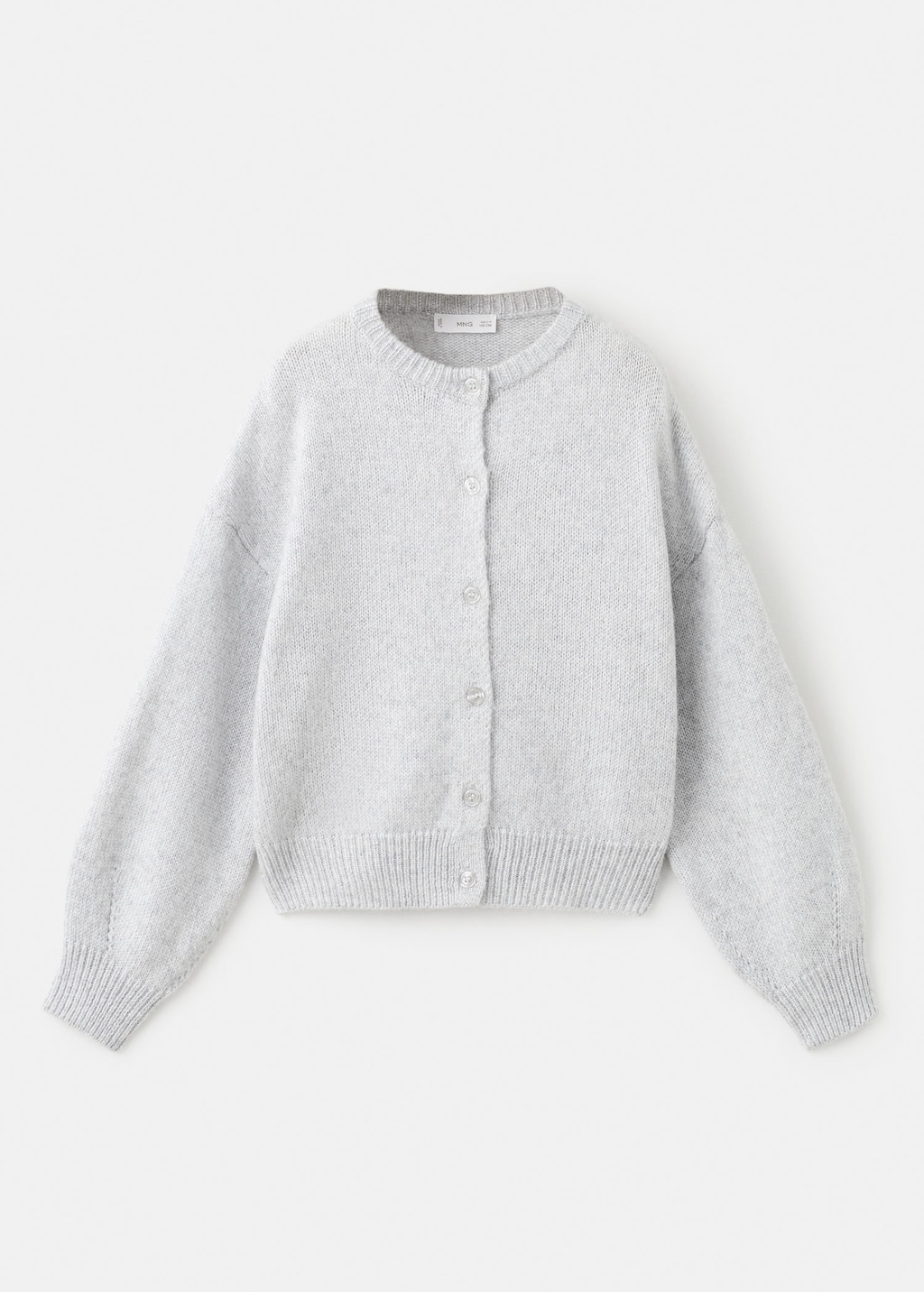 Mango Kids' Knitted Cardigan With Shiny Details Light Heather Grey In Gray