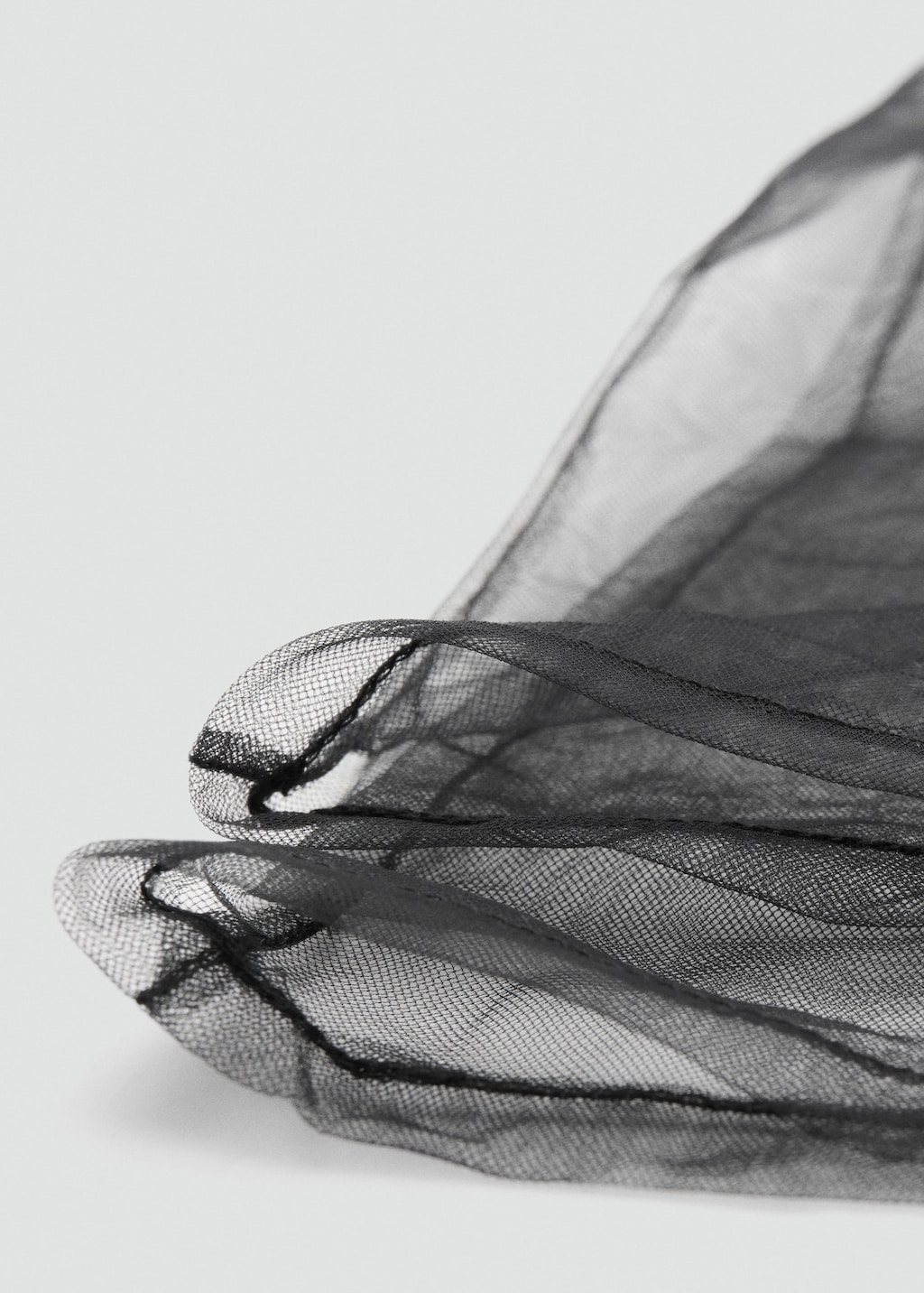 Mango Long Semi-transparent Gloves Black