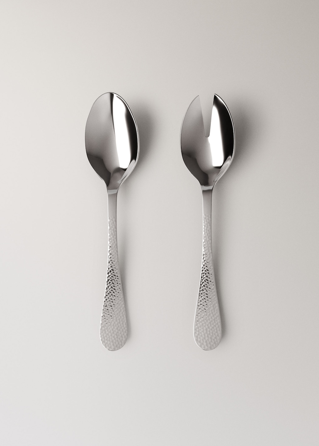 Mango Pack 2 Hammered Stainless Steel Serving Spoons Grey