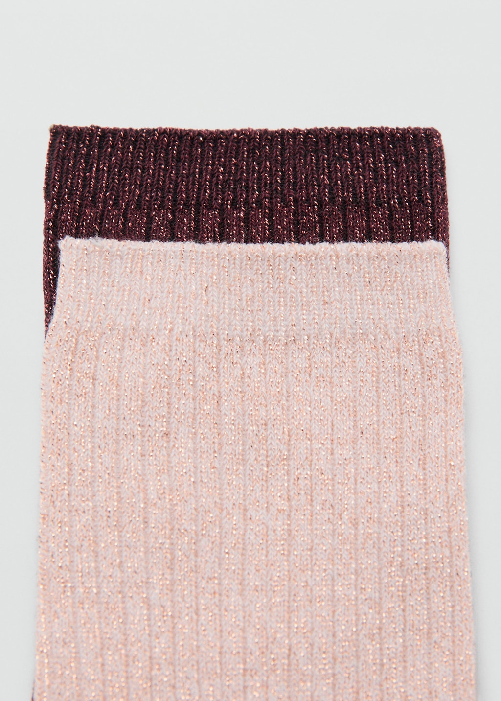 Pack of 2 ribbed lurex socks burgundy - Woman - One size - MANGO