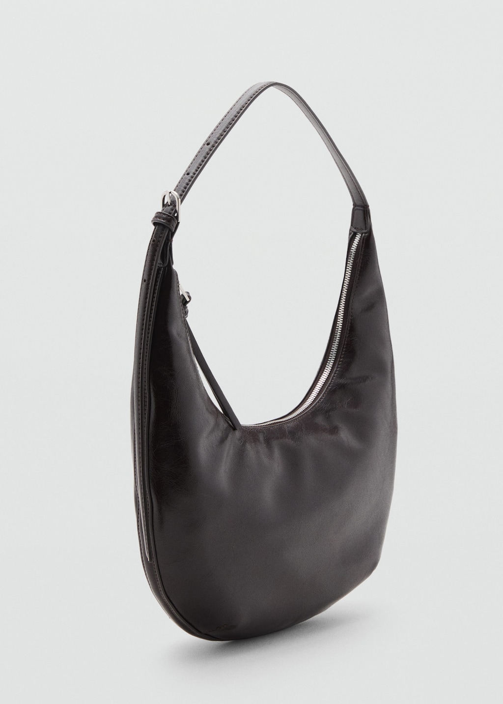 Mango Medium Oval Bag With A Pebbled Effect Chocolate In Brown