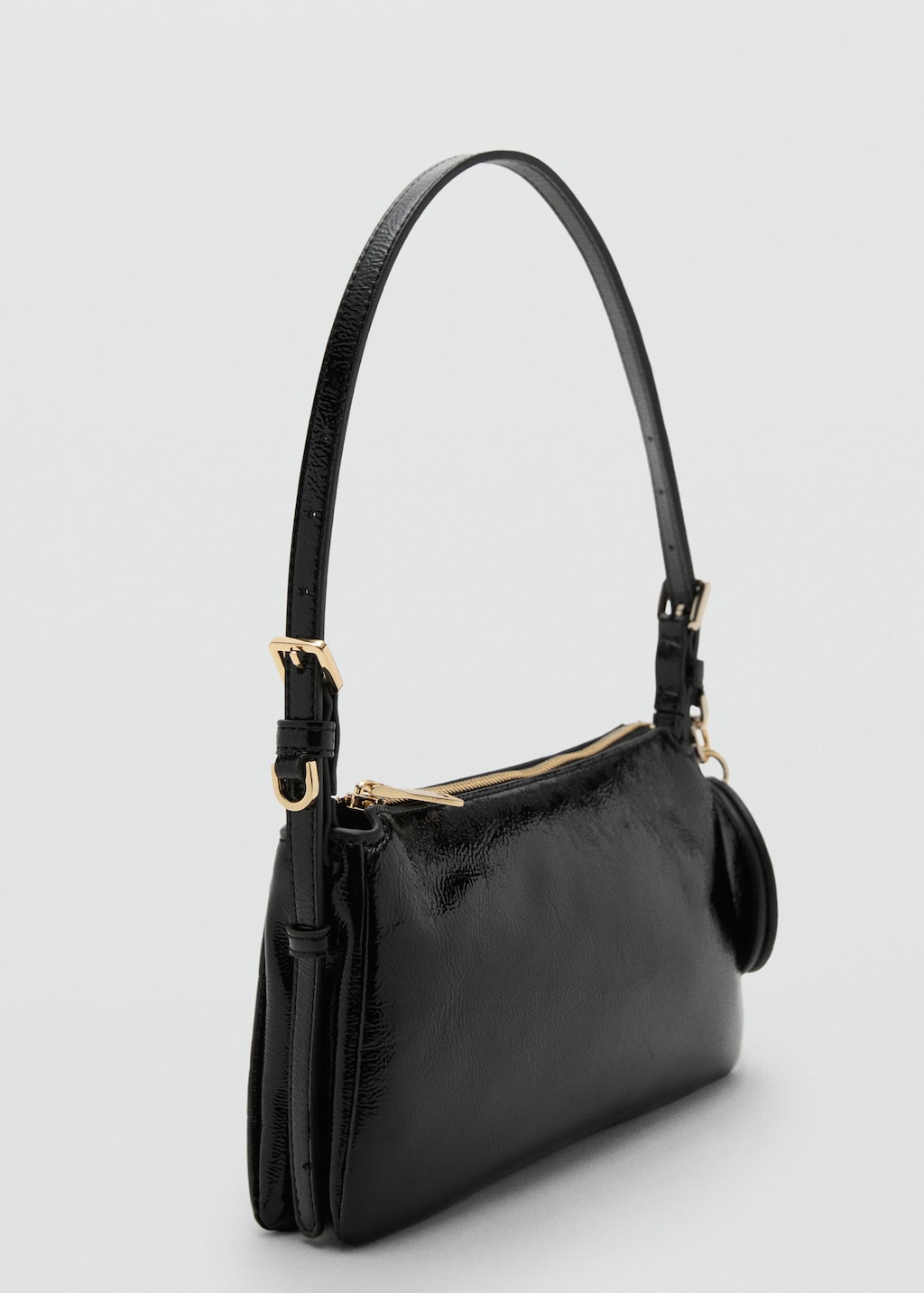 Mango Shiny Shoulder Bag Black