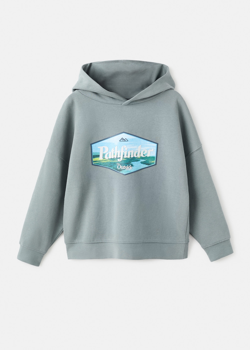 Mango Kids' Printed Cotton Sweatshirt Green In Gray