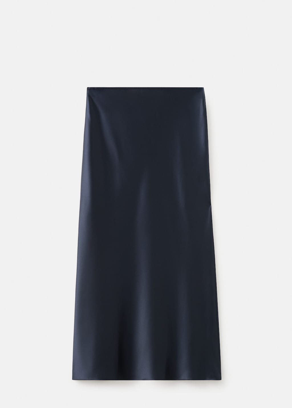 Mango Satin Long Skirt Navy In Blue